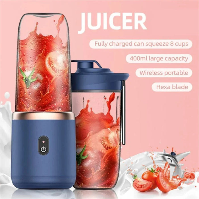 Rechargeable Juicer – 2x 400ML Mini Smoothie Maker with 6 Blades