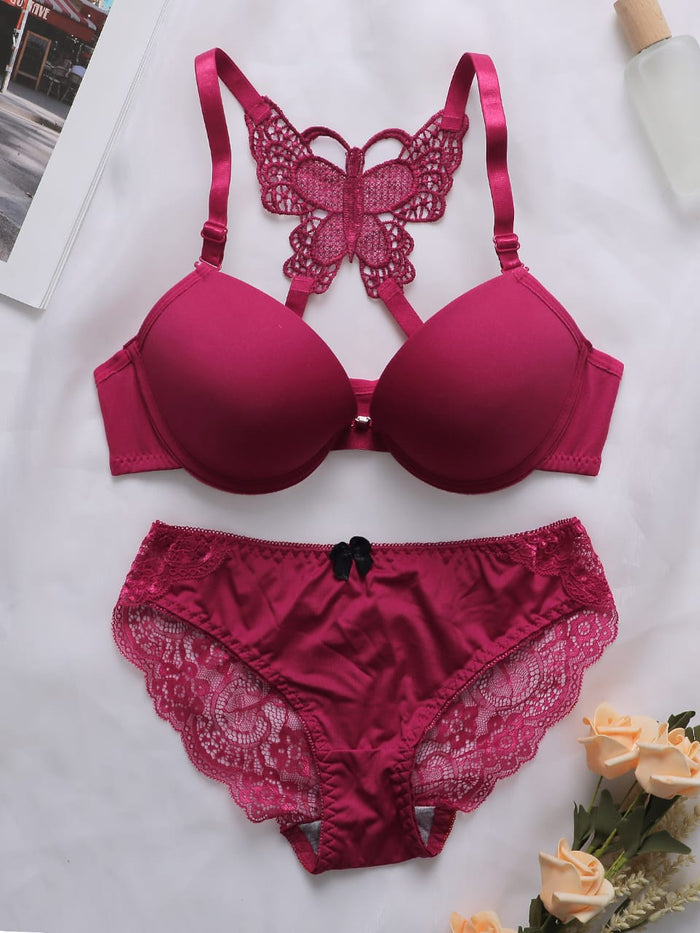 Front open butterfly bra and penty Set