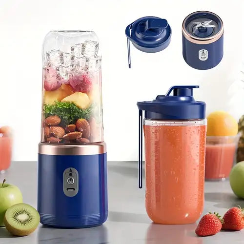 Rechargeable Juicer – 2x 400ML Mini Smoothie Maker with 6 Blades