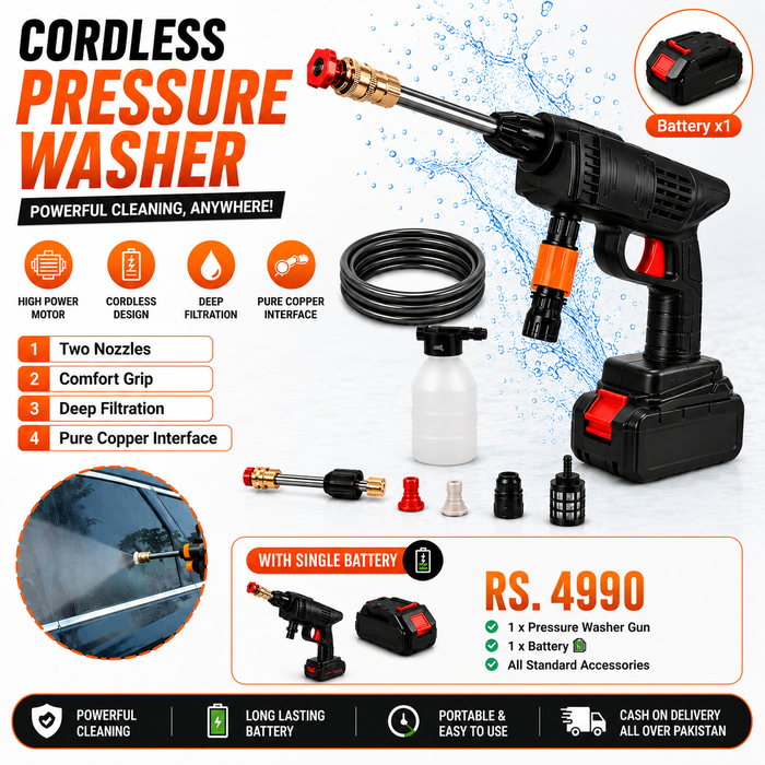 Wireless Rechargeable High Pressure Washer Gun