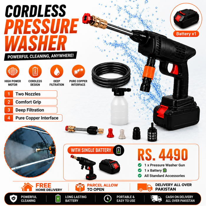 Wireless Rechargeable High Pressure Washer Gun
